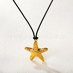 304 Stainless Steel Starfish Pendant Adjustable Black Cord Necklaces&nbsp;WGD88CD-02