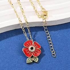 Brass Micro Pave Cubic Zirconia and Enamel Pendant Necklaces&nbsp;NJEW-Q041-06G