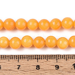 染められた天然の馬山翡翠の丸いビーズ連売り  ラウンド  オレンジ  6~6.5x6~6.3mm  穴：0.9mm  約64~65個/連  15.24~15.51''（38.7~39.4センチメートル）&nbsp;G-T139-6mm-67A