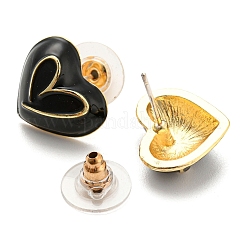 Heart & Word Love Enamel Asymmetrical Earrings&nbsp;EJEW-Z018-02B