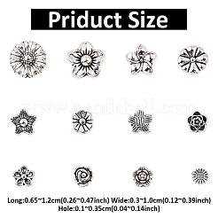120Pcs 12 Styles Tibetan Style Alloy 3D Flower Beads&nbsp;FIND-YW0009-60