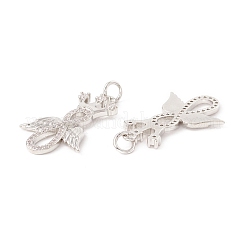 Brass Micro Pave Clear Cubic Zirconia Pendants&nbsp;ZIRC-P098-09P