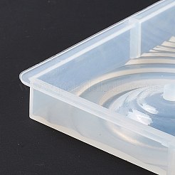 Diyの正方形の波紋効果ディスプレイベースのシリコンモールド  レジン型  UVレジン用  エポキシ樹脂工芸品作り  ホワイト  131x131x15.5mm  穴：5mm  内径：121x121mm&nbsp;DIY-C055-02