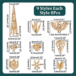 72Pcs 9 Styles Brass Bead Caps&nbsp;FIND-AR0005-37