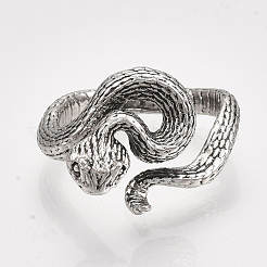 合金カフ指輪  ヘビ  アンティークシルバー  usサイズ8 1/2(18.5mm)&nbsp;RJEW-S038-191B
