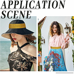 縫製装飾用の4.6~5ヤードのエスニックスタイルのポリエステルジャカードリボン  セイタカアワダチソウの色  クロス  1-1/2インチ（39mm）&nbsp;OCOR-GF0003-96A