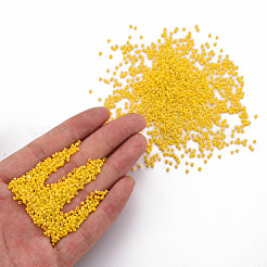 つや消しガラスシリンダービーズ  シードビーズ  不透明な色の虹  丸い穴  きいろ  1.5~2x1~2mm  穴：0.8mm  約8000個/袋  約1ポンド/バッグ&nbsp;SEED-S047-O-002