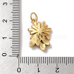 真鍮製エナメルペンダント  丸カン付き  ゴールドカラー  デイジーチャーム  グリーン  19.5x15x3.6mm  穴：3.6mm&nbsp;KK-K358-02A-G