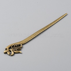 合金蓮のヘアスティック  女性のためのヴィンテージのヘアアクセサリー  アンティークブロンズ  145x25.5x3mm&nbsp;MRMJ-WH0077-101A