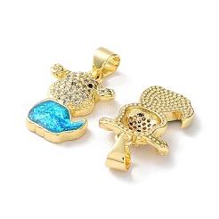 Rack Plating Brass Micro Pave Cubic Zirconia Puppy Pendants&nbsp;KK-C041-15G