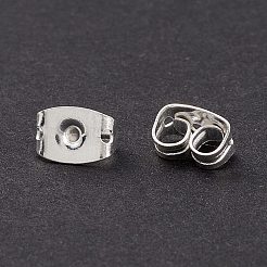 ラックメッキ真鍮フリクションイヤーナット  ニッケルフリー  長持ちメッキ  銀  6x4x3.5mm  穴：1mm&nbsp;KK-F829-07S