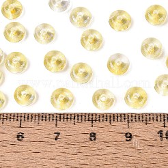 透明な色のガラスシードビーズ  ロンデル  焼き付け塗料  ゴールド  6x3mm  穴：1.2~1.6mm  約2500個/ポンド&nbsp;SEED-Q042-01A-A02