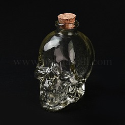 スカルガラスのワインボトル  コルク付き  透明  6x9cm  容量：120ml（4.06fl.oz）&nbsp;BOTT-PW0011-66A