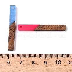 エポキシ樹脂とクルミ材のペンダント  長方形  ミックスカラー  39.5x4.5x3.5mm  穴：2mm&nbsp;RESI-N039-120