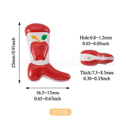 5Pcs Boot Baking Paint Glass Enamel  Beads&nbsp;LAMP-TADJ0001-08B