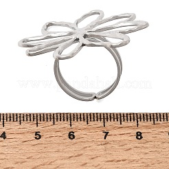 女性用フラワー 304 ステンレススチール 指輪  ステンレス鋼色  18mm&nbsp;RJEW-A105-02P