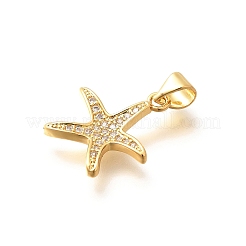 Brass Micro Pave Clear Cubic Zirconia Pendants&nbsp;KK-Q040-01G-G