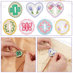 14Pcs 2 Bags Oval/Heart/Flat Round Polyester Embroidery Sew On Patches&nbsp;PATC-CY0001-75