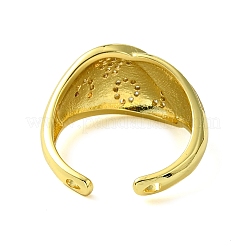 Brass Micro Pave Cubic Zirconia Open Cuff Ring&nbsp;RJEW-K256-13G