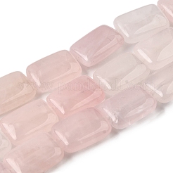 天然石ローズクォーツビーズ連売り  長方形  18x13x5.5mm  穴：1mm  約11個/連  7.68''~7.87''（19.5~20センチメートル）&nbsp;G-S386-A08
