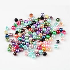 混合パール光沢ガラスパールラウンドビーズ  染め  サイズ：6mm  穴：0.5mm&nbsp;X-HYC002