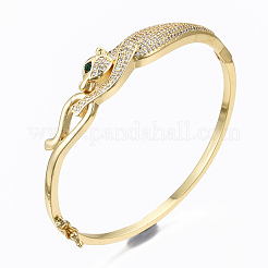 Brass Micro Pave Cubic Zirconia Bangles&nbsp;BJEW-T018-01G-NF