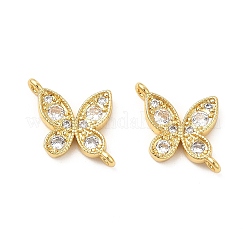Rack Plating Brass Pave Cubic Zirconia Connector Charms&nbsp;KK-D087-04G