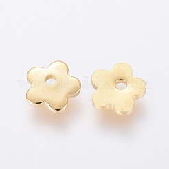 ステンレススチールチャーム201個  花  ゴールドカラー  6x6x1mm  穴：1mm&nbsp;X-STAS-L234-047A-G