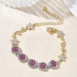 Brass Micro Pave Cubic Zirconia Link Chain Bracelets for Women&nbsp;BJEW-C156-04C-01GP
