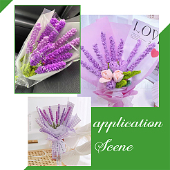 4Pcs 2 Colors Crochet Polyester Lavender Flower Ornaments&nbsp;AJEW-FG0002-67