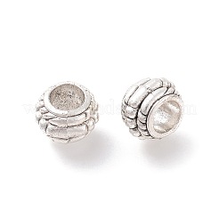 チベット風合金ヨーロピアンビーズ  大穴ビーズ  ロンデル  アンティークシルバー  8x6mm  穴：4mm&nbsp;PALLOY-F257-02AS