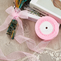透明オーガンジーリボン1ロール  結婚式の装飾のための広いリボン  ピンク  1-1/2インチ（38mm）  約50.00ヤード（45.72m）/セット&nbsp;SRIB-CY0001-22B-07