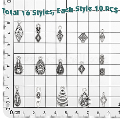160pcs16スタイルチベットスタイルアロイペンダント  アンティークシルバー  混合図形  7~21x4~11mm  穴：1.5mm  10個/スタイル&nbsp;FIND-PH0062-13