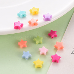 不透明なアクリルビーズ  スター  ミックスカラー  8x9x3.5mm  穴：1.6mm  約3380個/500g&nbsp;MACR-S373-29A