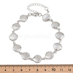 Starfish/Shell Shape/Cowrie Shell Shape Brass Link Chain Bracelets for Women&nbsp;BJEW-K248-07C-P