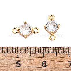 Brass Clear Cubic Zirconia Connector Charms&nbsp;KK-G516-10G