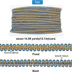 ジュエリー作り用のレーストリムポリエステルリボン  ゴールド  3/8インチ（10mm）  約14.98ヤード（13.7m）/カード&nbsp;OCOR-WH0071-007A