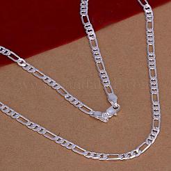男性のための人気のシルバーカラーメッキ真鍮フィガロチェーンネックレス  カニカン付き  30インチ  4mm&nbsp;NJEW-BB12714-30