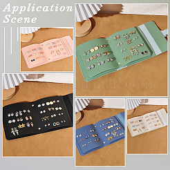 PUレザーイヤリング収納バッグ  イヤリング用のジュエリーロール  長方形  コーンフラワーブルー  163x140x33mm&nbsp;AJEW-SP0006-24E