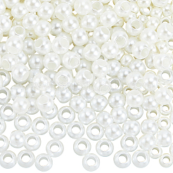 300個 2スタイル イミテーションパール アクリル ヨーロピアンビーズ  大穴ロンデルビーズ  古いレース  8~10x6~8mm  穴：4mm  150個/スタイル&nbsp;OPDL-SP0001-04