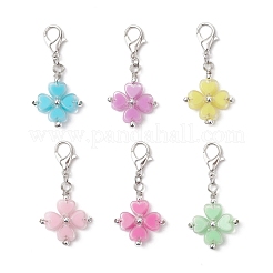 Clover Acrylic & Brass Pendant Decorations&nbsp;HJEW-JM03652-02