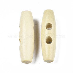 2つ穴ウッドボタン  オーバル  淡いチソウ  39.5x12x11mm  穴：5mm&nbsp;WOOD-Q036-03