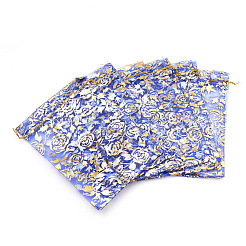 Rose Printed Organza Bags&nbsp;OP-R021-7x9-08
