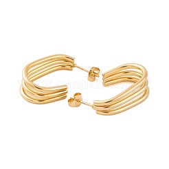 Ion Plating(IP) 304 Stainless Steel Half Hoop Stud Earrings for Women&nbsp;EJEW-P279-09G