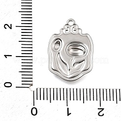 304ステンレスペンダント  花のチャームが付いた不規則な長方形  ステンレス鋼色  20x14x3mm  穴：1.3mm&nbsp;SA-CBAF4B0-04P-01