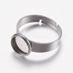 Tarnish Resistant Adjustable 304 Stainless Steel Finger Rings Components&nbsp;STAS-F149-18P-A