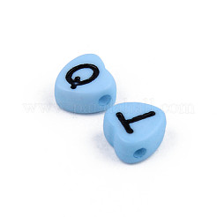 不透明なアクリルエナメルビーズ  水平穴  混合黒い文字とハート  ミックスカラー  7x7x4mm  穴：1.5mm  約3600個/500g&nbsp;MACR-S273-37