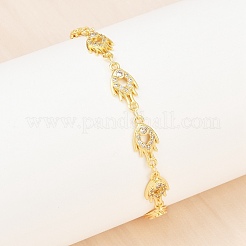 Fire Brass Micro Pave Clear Cubic Zirconia Link Chain Bracelets for Women&nbsp;BJEW-A090-05G