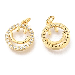 Brass Micro Pave Clear Cubic Zirconia Charms&nbsp;ZIRC-O036-31G