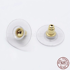925スターリングシルバーピアスキャッチ  スタンプ925個付き  18KGP本金メッキ  6.5x12mm  穴：0.8mm&nbsp;STER-K167-038G